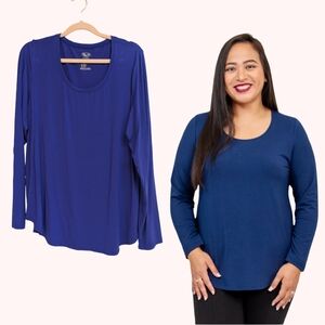 Blue Sky Modal/Bamboo/Lycra Ultra Soft Royal Blue Long Sleeve Crewneck